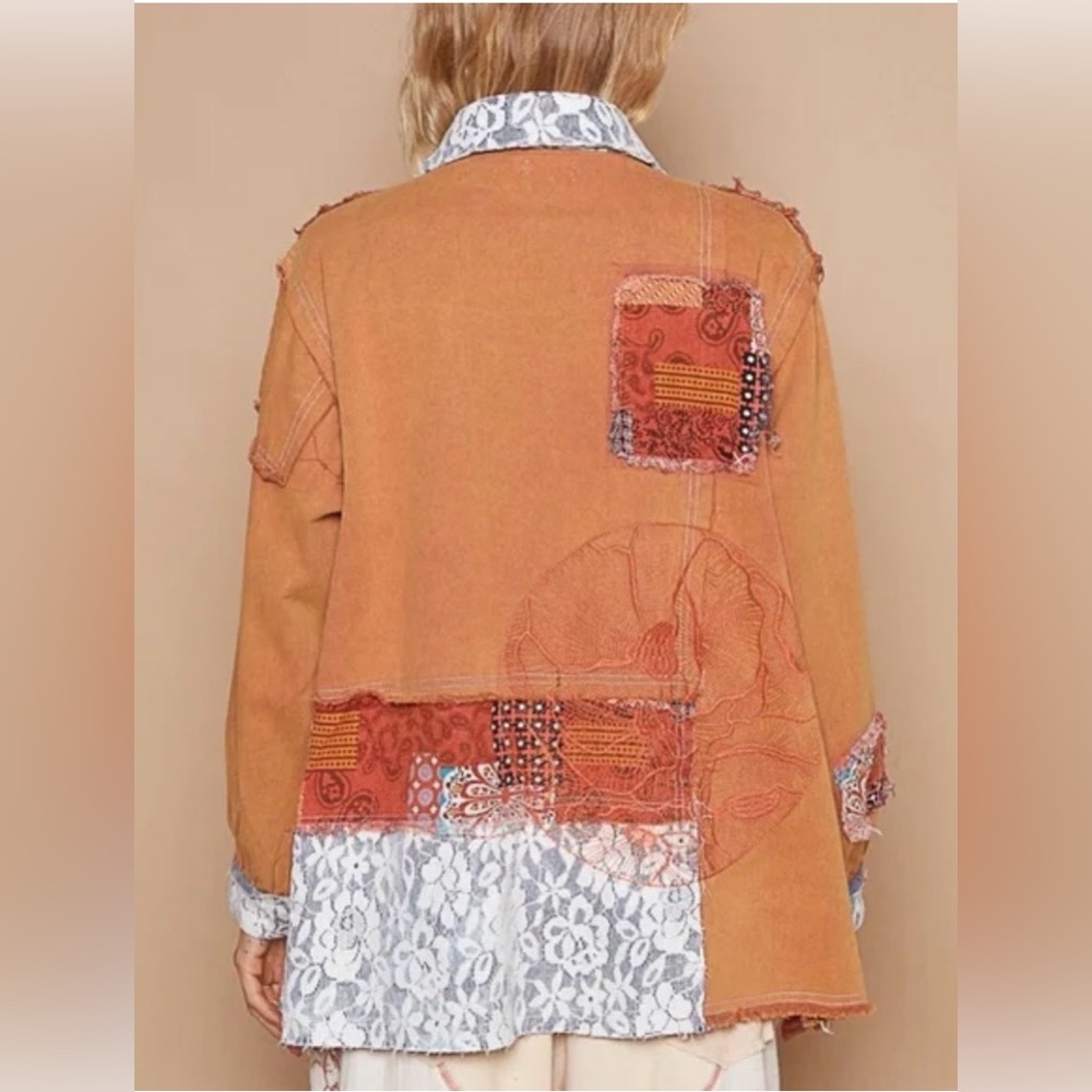 POL “ Desert Heirloom “ Lace Patchwork Button Dow… - image 4